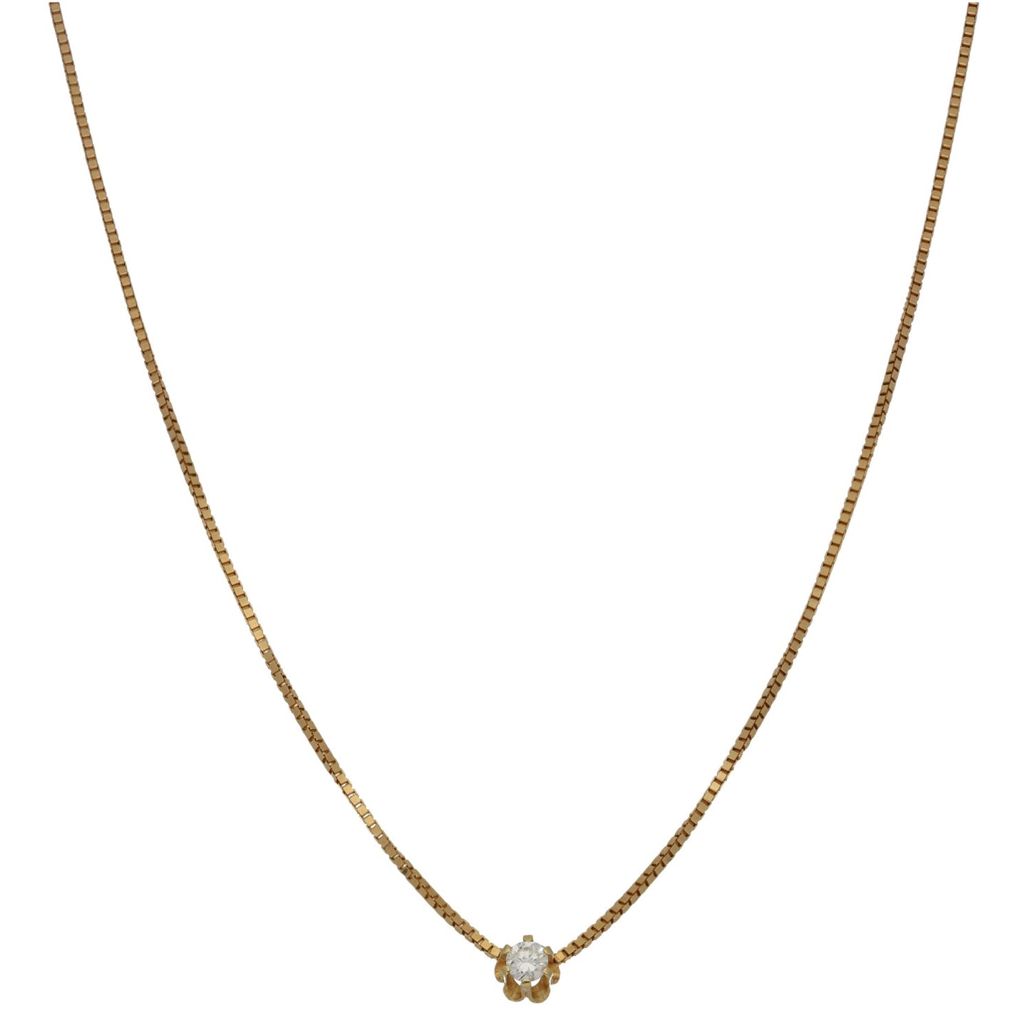 18ct Gold 0.15ct Diamond Fancy Necklace 16"