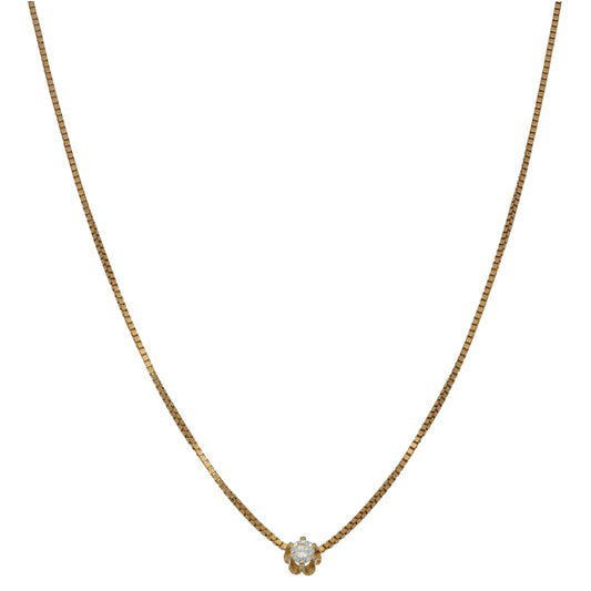 18ct Gold 0.15ct Diamond Fancy Necklace 16"