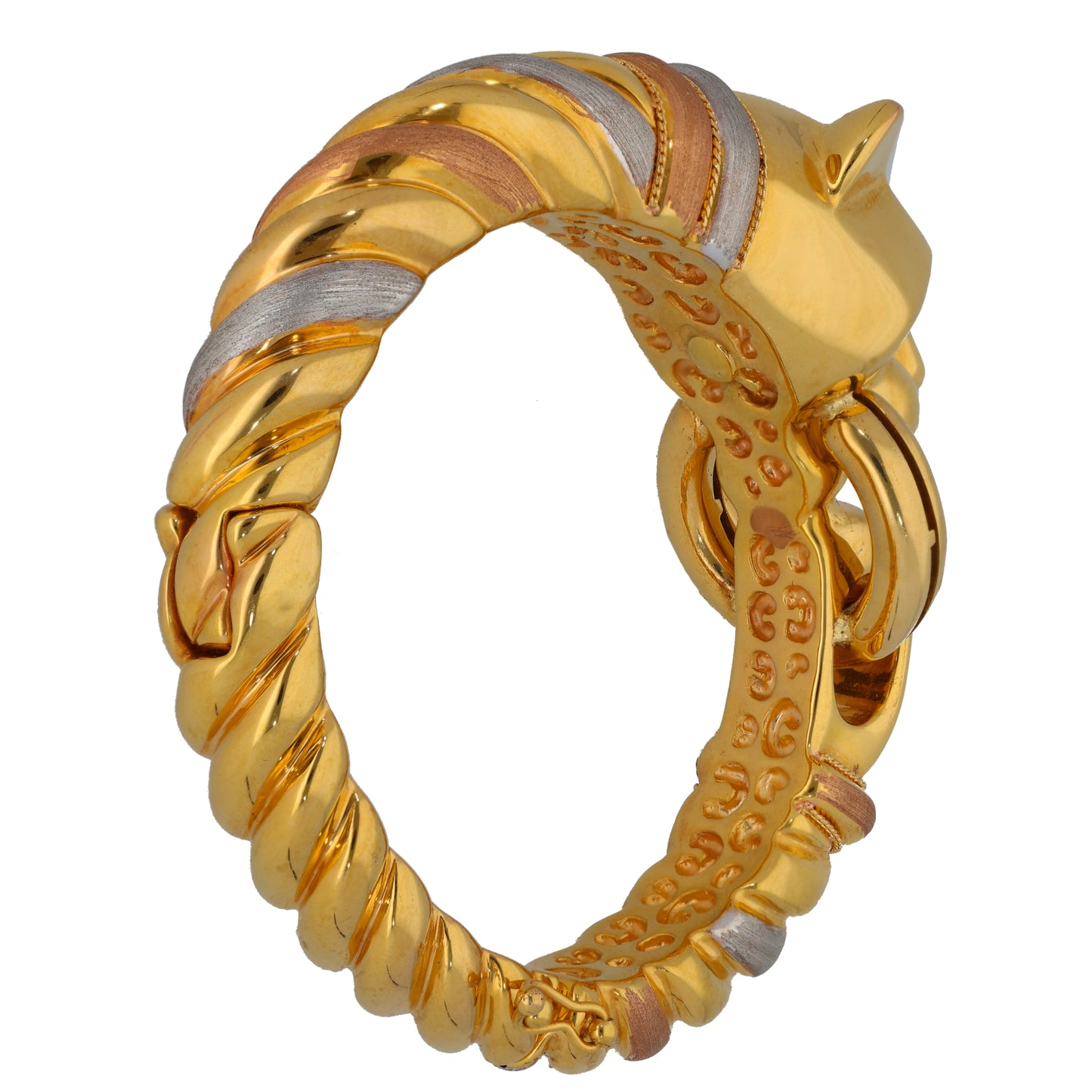 14ct Gold Imitation Gems Hinged/Clasp Bangle