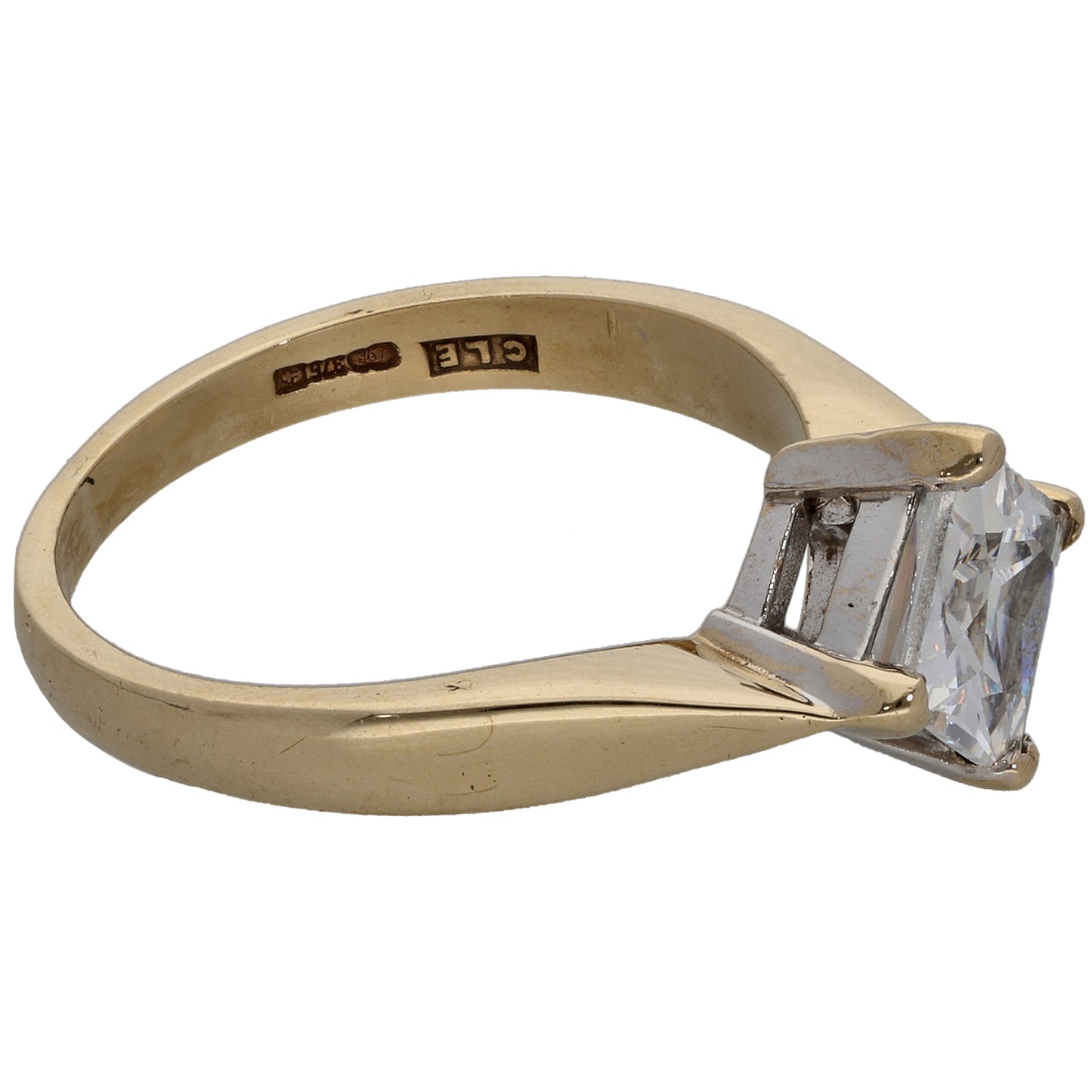 9ct Gold Cubic Zirconia Single Stone Ring Size K