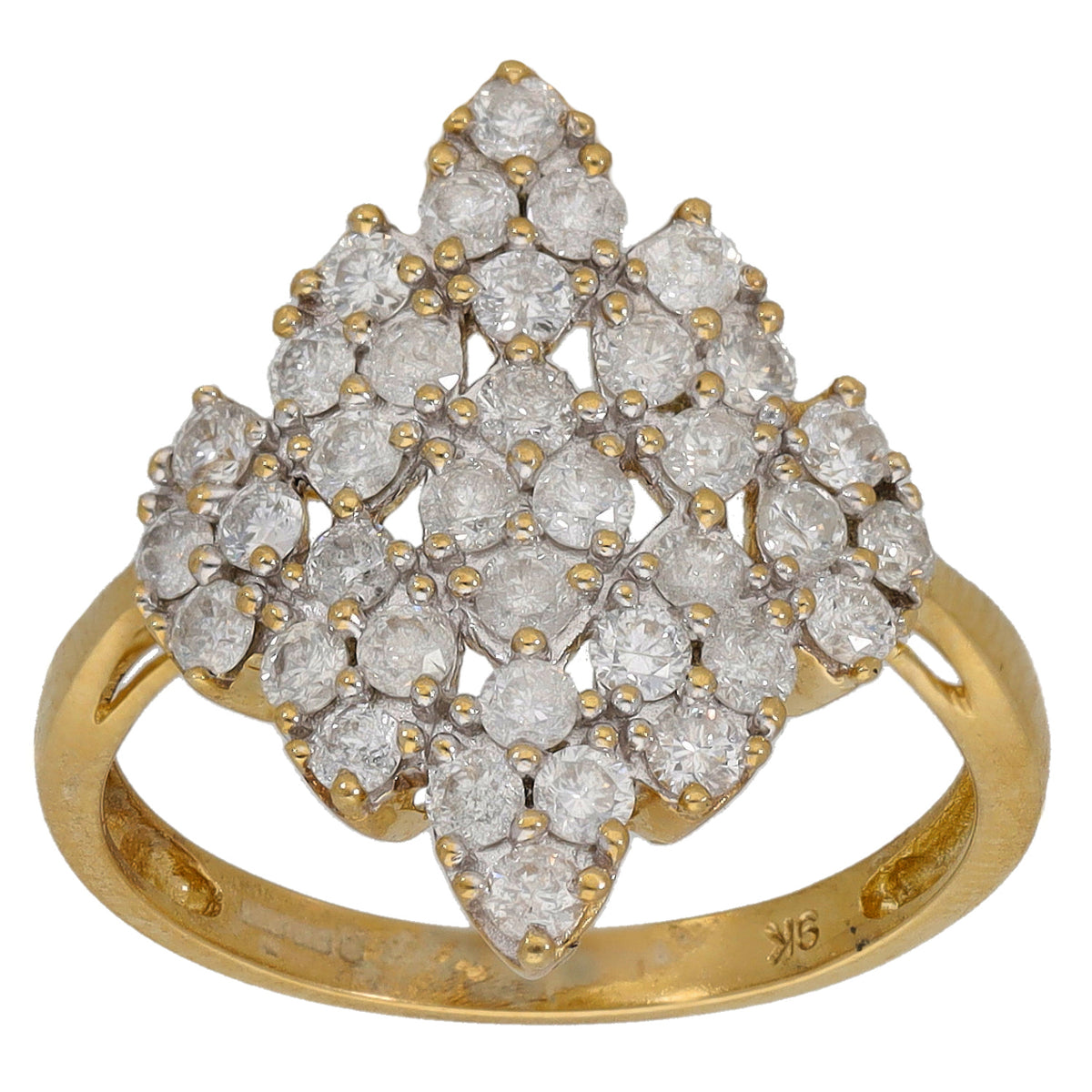 9ct Gold 1.08ct Diamond Dress/Cocktail Ring Size O