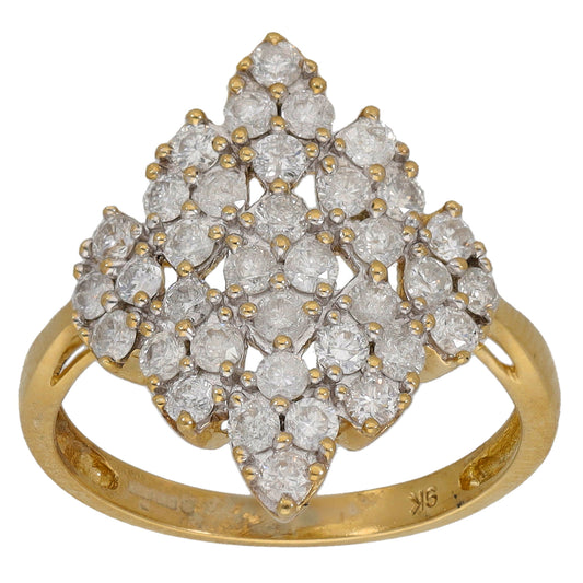 9ct Gold 1.08ct Diamond Dress/Cocktail Ring Size O