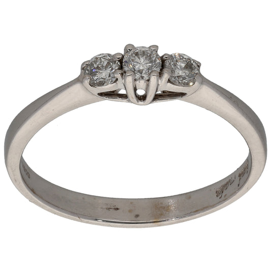 18ct White Gold 0.30ct Diamond Trilogy Ring Size P