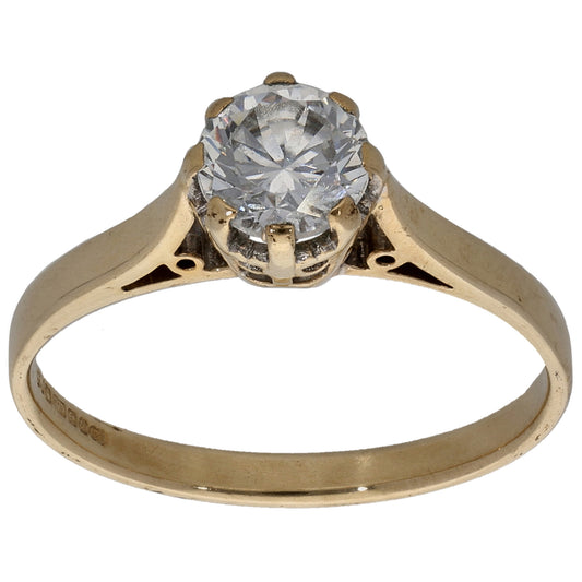 9ct Gold Cubic Zirconia Single Stone Ring Size Q