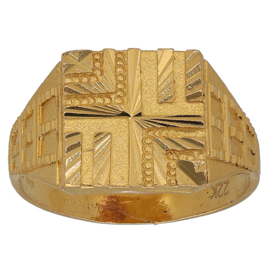 22ct Gold Patterned Signet Ring Size P