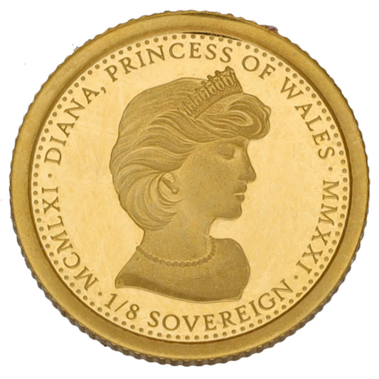 22ct Gold Diana Princess Of Wales Eighth Sovereign Coin 2021