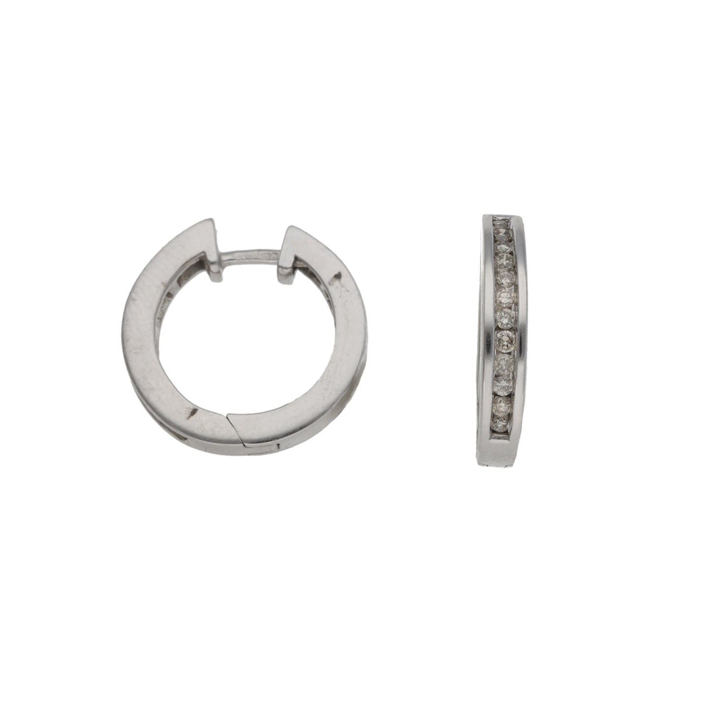 9ct White Gold 0.24ct Diamond Hoop Earrings – H&T
