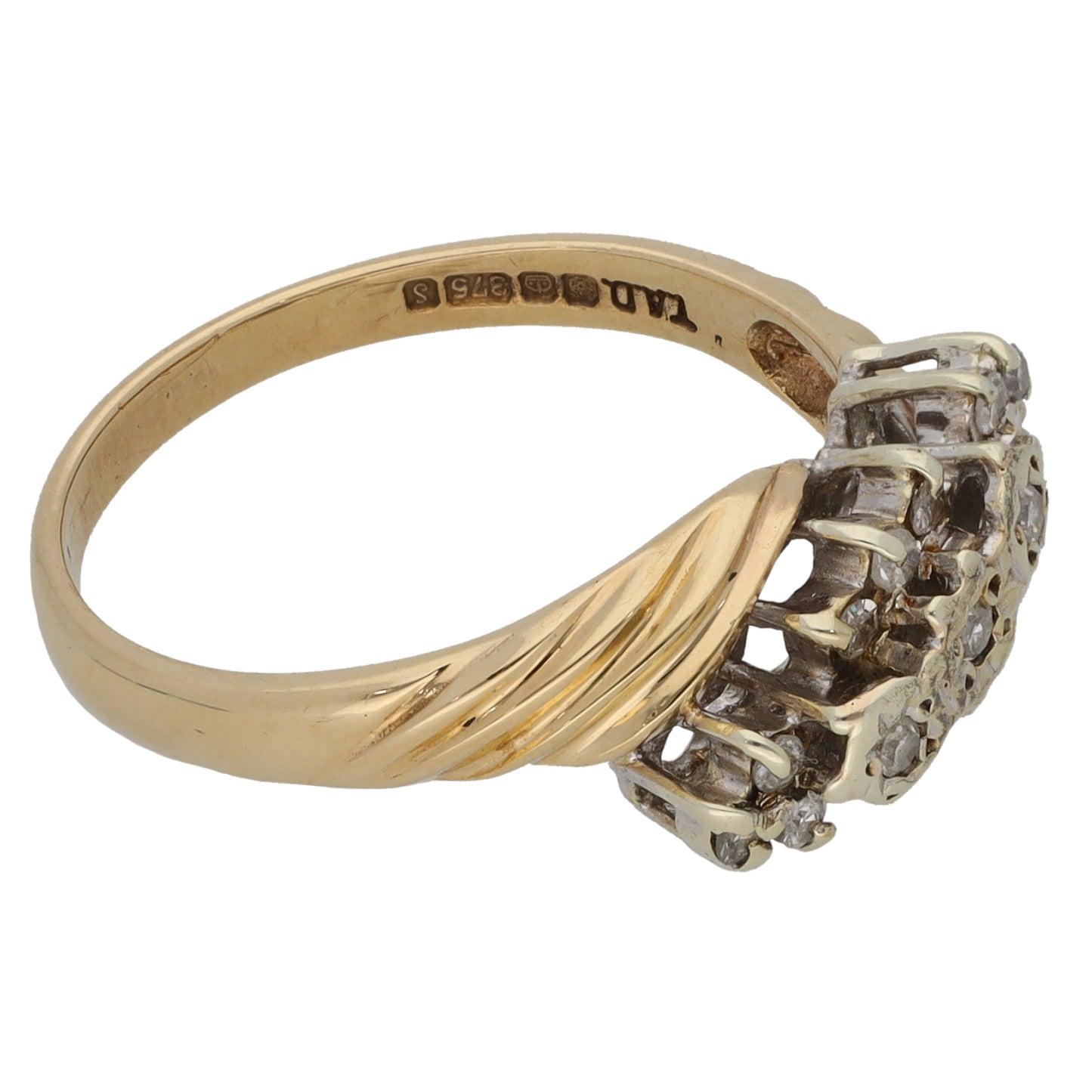 9ct Gold 0.15ct Diamond Cluster Ring Size M