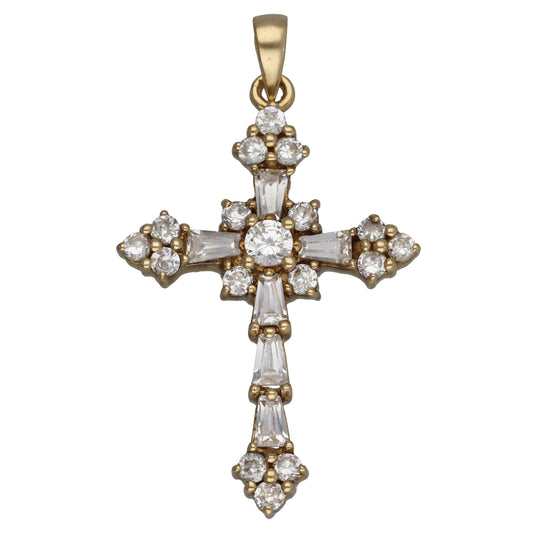 9ct Gold Cubic Zirconia Cross Pendant