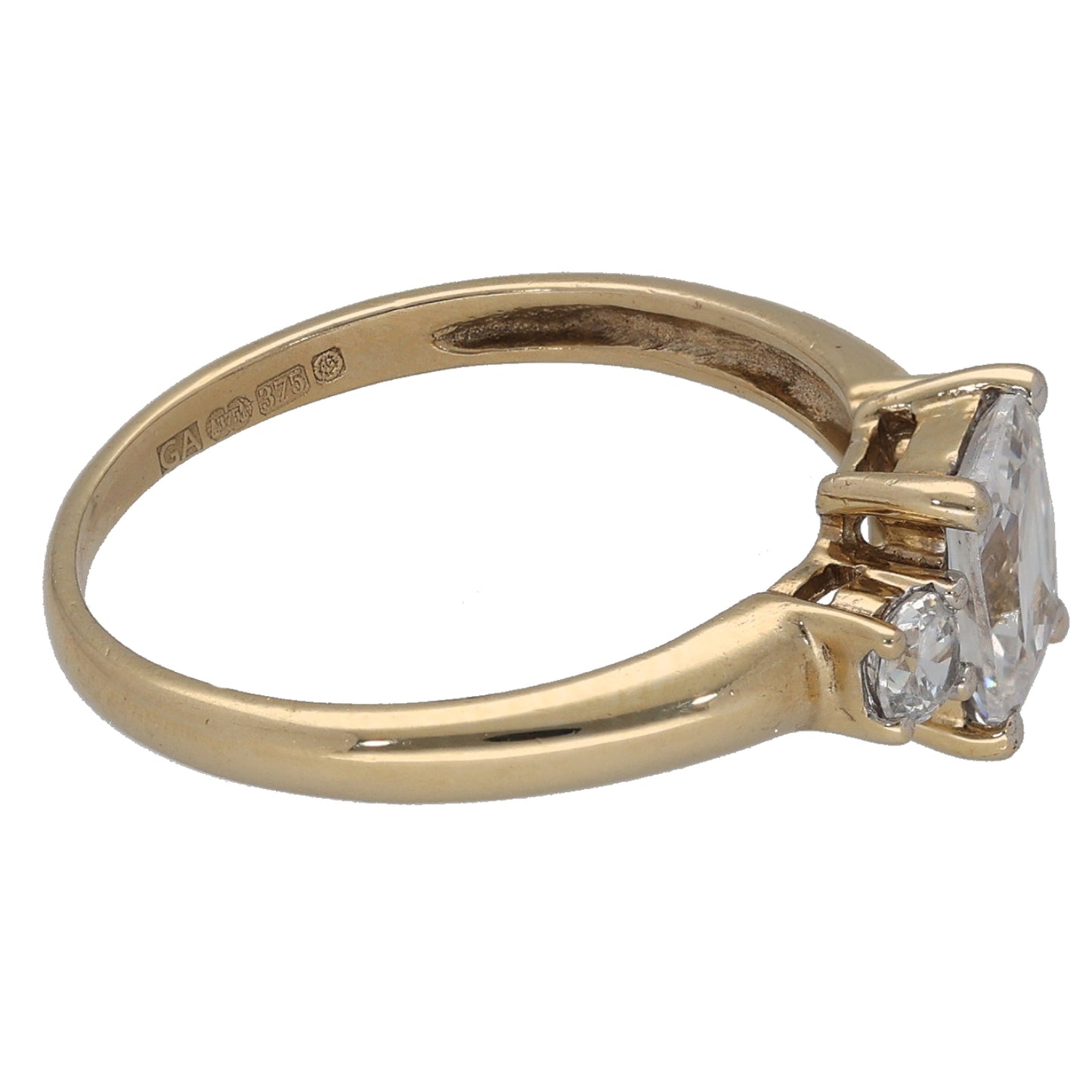 9ct Gold Cubic Zirconia Trilogy Ring Size P
