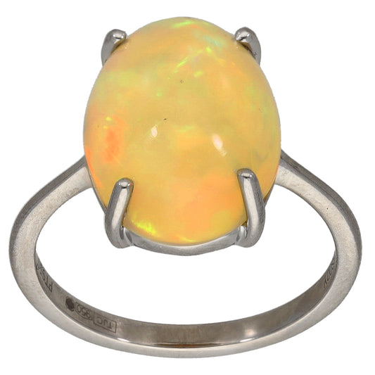 Platinum Opal Single Stone Ring Size Q