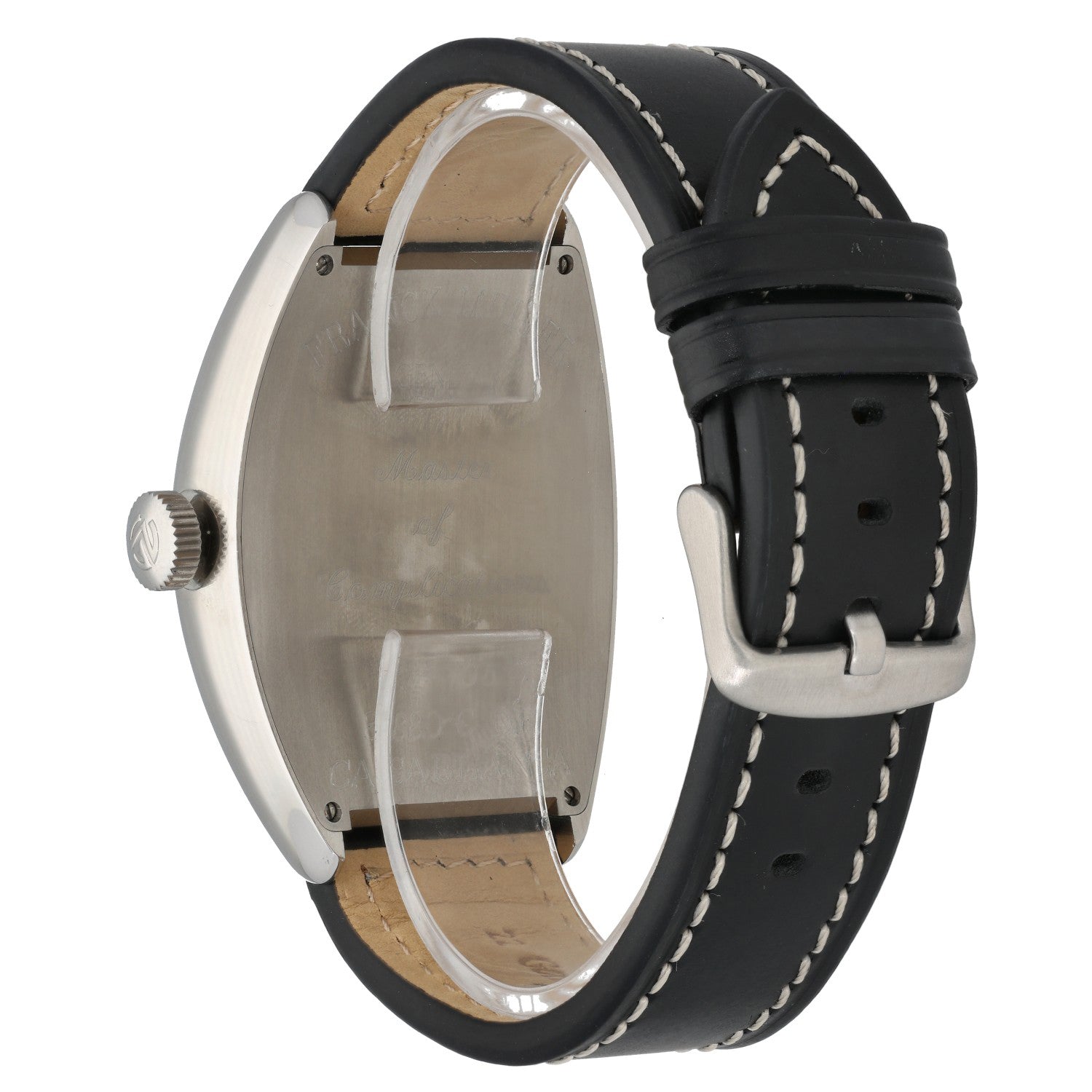 Franck Muller Casablanca 8880 C DT, black dial, black leather strap, rear angle image