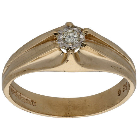 9ct Gold 0.10ct Diamond Solitaire Ring Size U