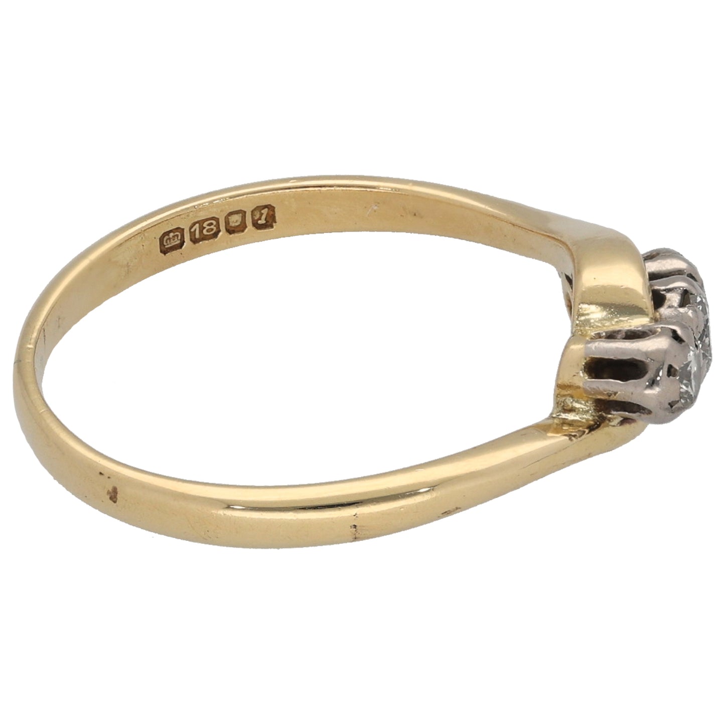 18ct Gold 0.13ct Diamond Trilogy Ring Size L