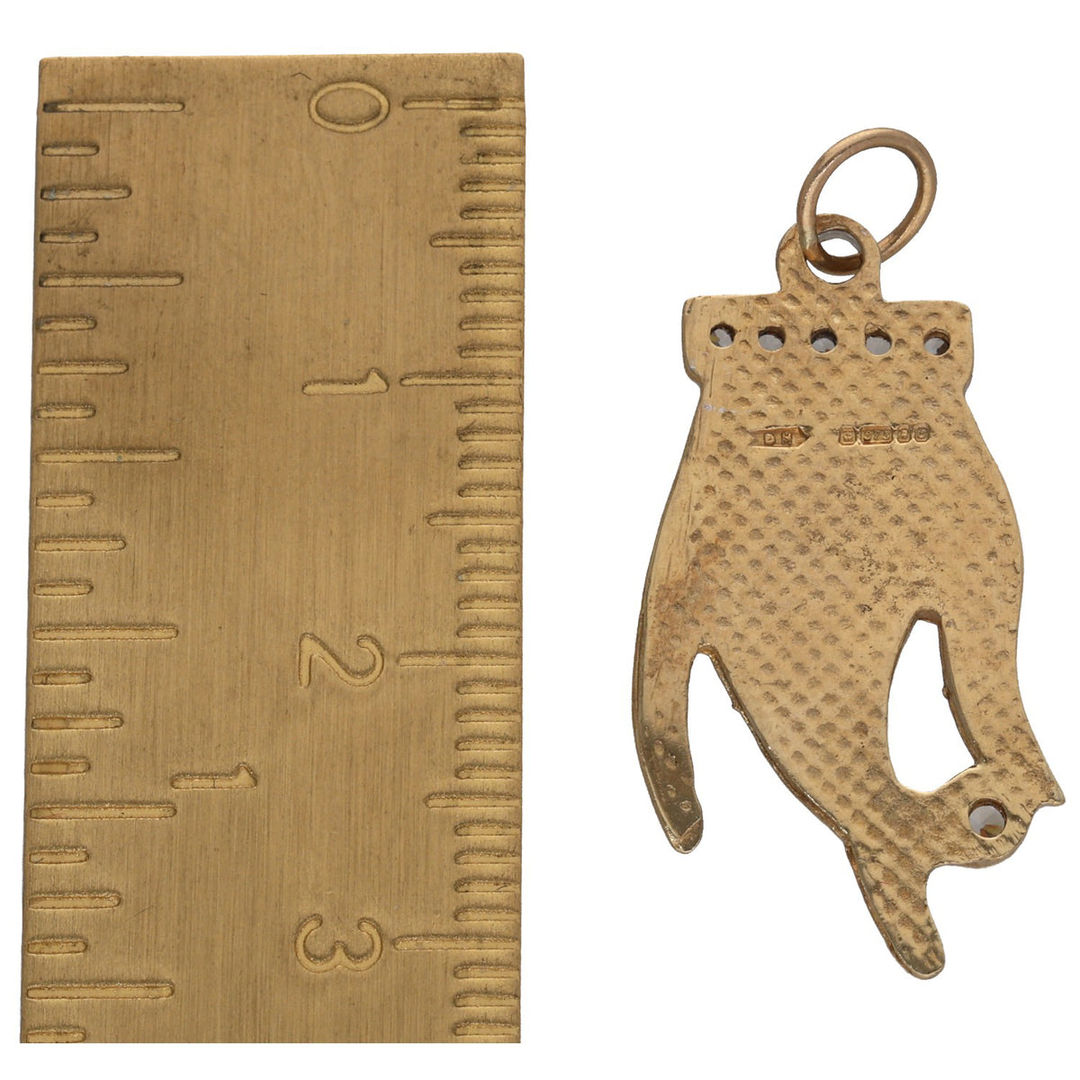 Gold-tone hand-shaped pendant with round CZ stones at the top and fingers