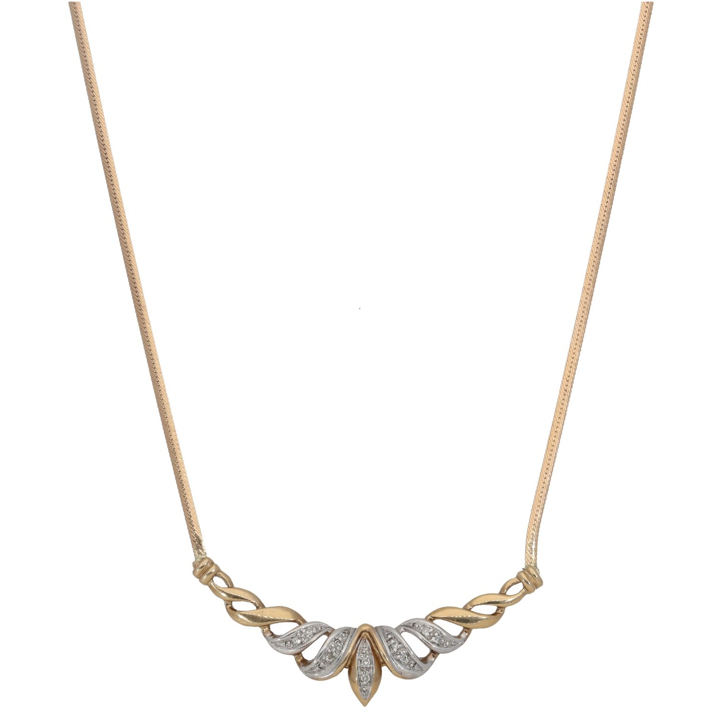 9ct Gold 0.05ct Diamond Fancy Necklace 16"