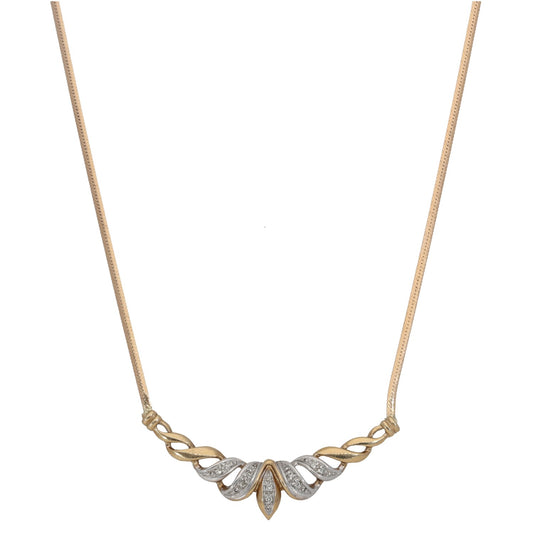 9ct Gold 0.05ct Diamond Fancy Necklace 16"