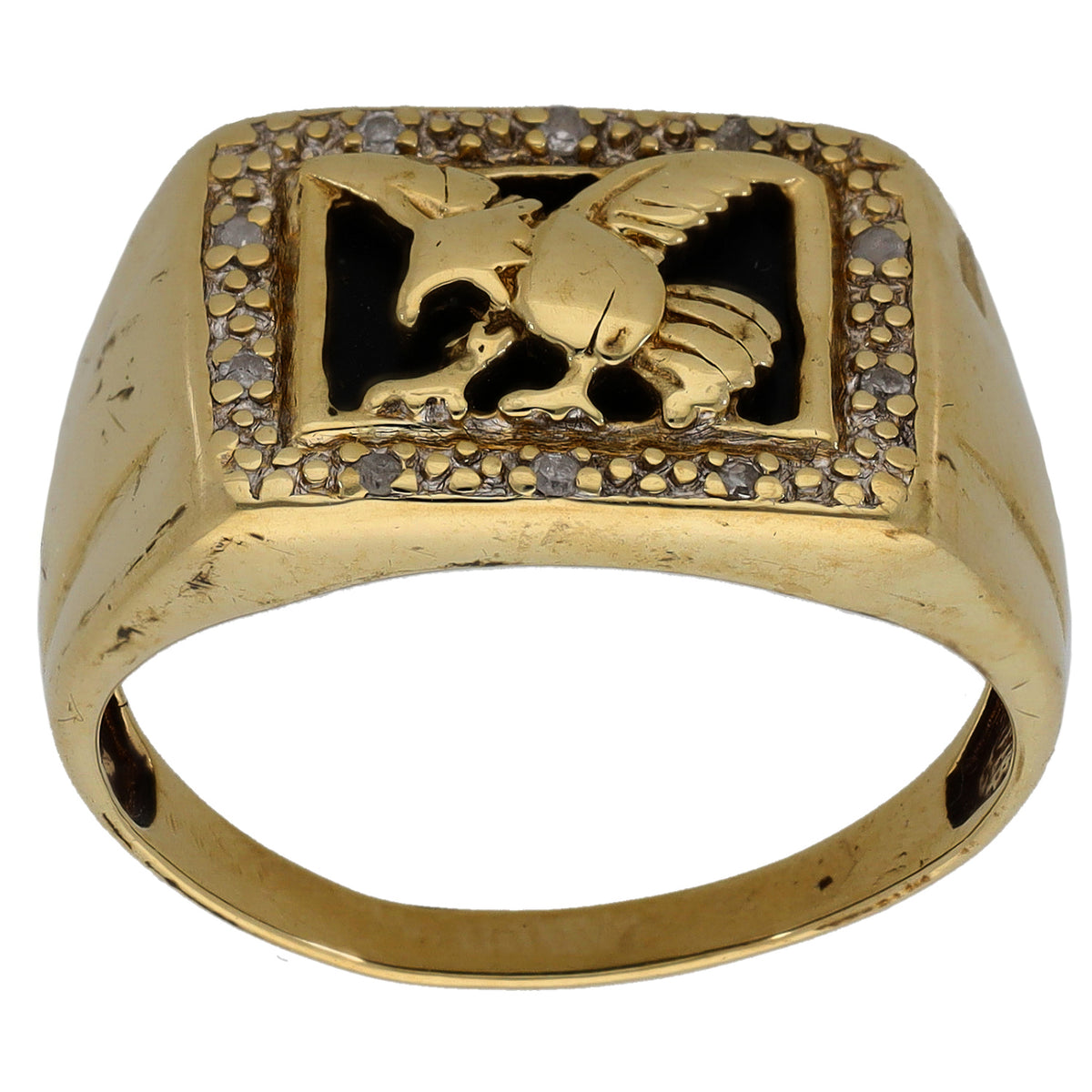 9ct Gold Onyx & 0.05ct Round Diamond Alternative Ring Size V