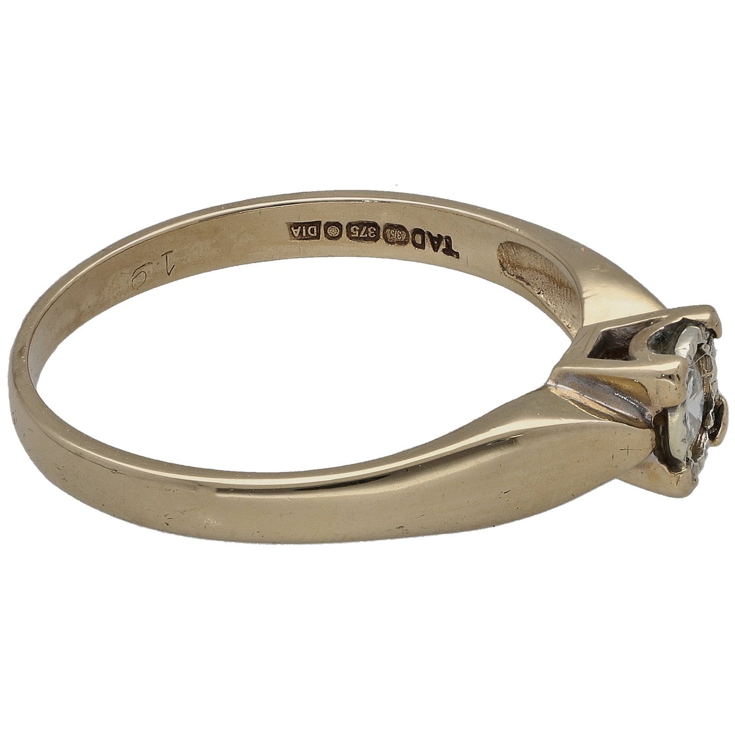 9ct Gold 0.15ct Diamond Solitaire Ring Size O