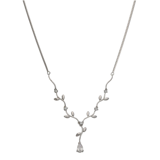 9ct White Gold Cubic Zirconia Fancy Necklace 18"