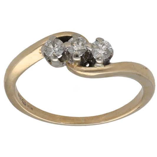 9ct Gold 0.25ct Diamond Trilogy Ring Size L