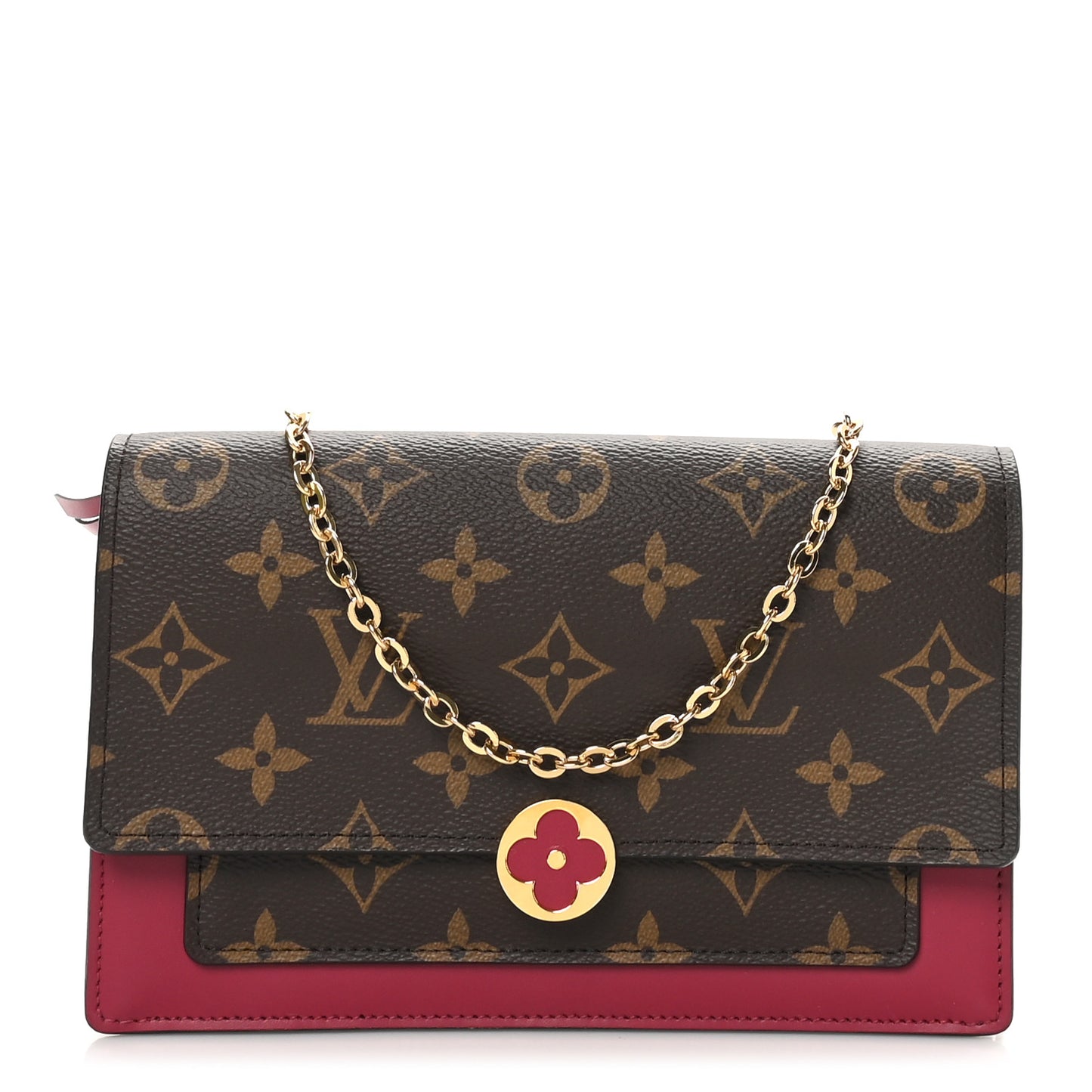 Louis Vuitton Monogram Flore Chain Wallet Coated Canvas Bag - Brown & Purple