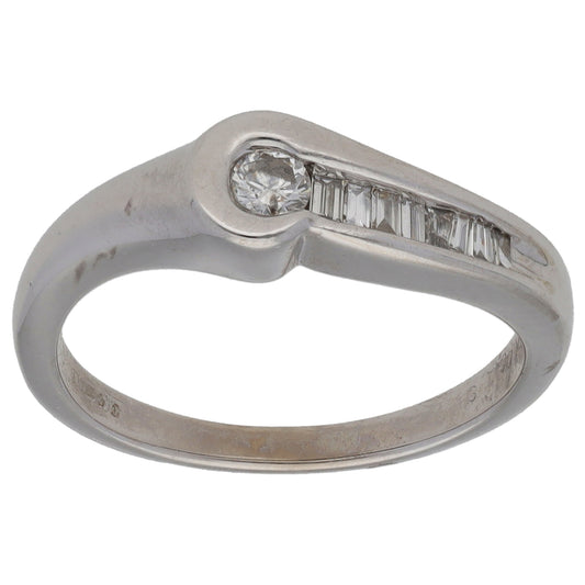 18ct White Gold 0.21ct Diamond Dress/Cocktail Ring Size K