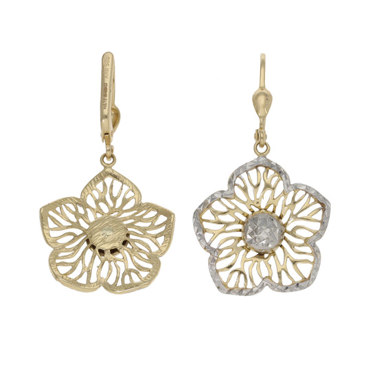14ct Bi-Colour Gold Drop Earrings