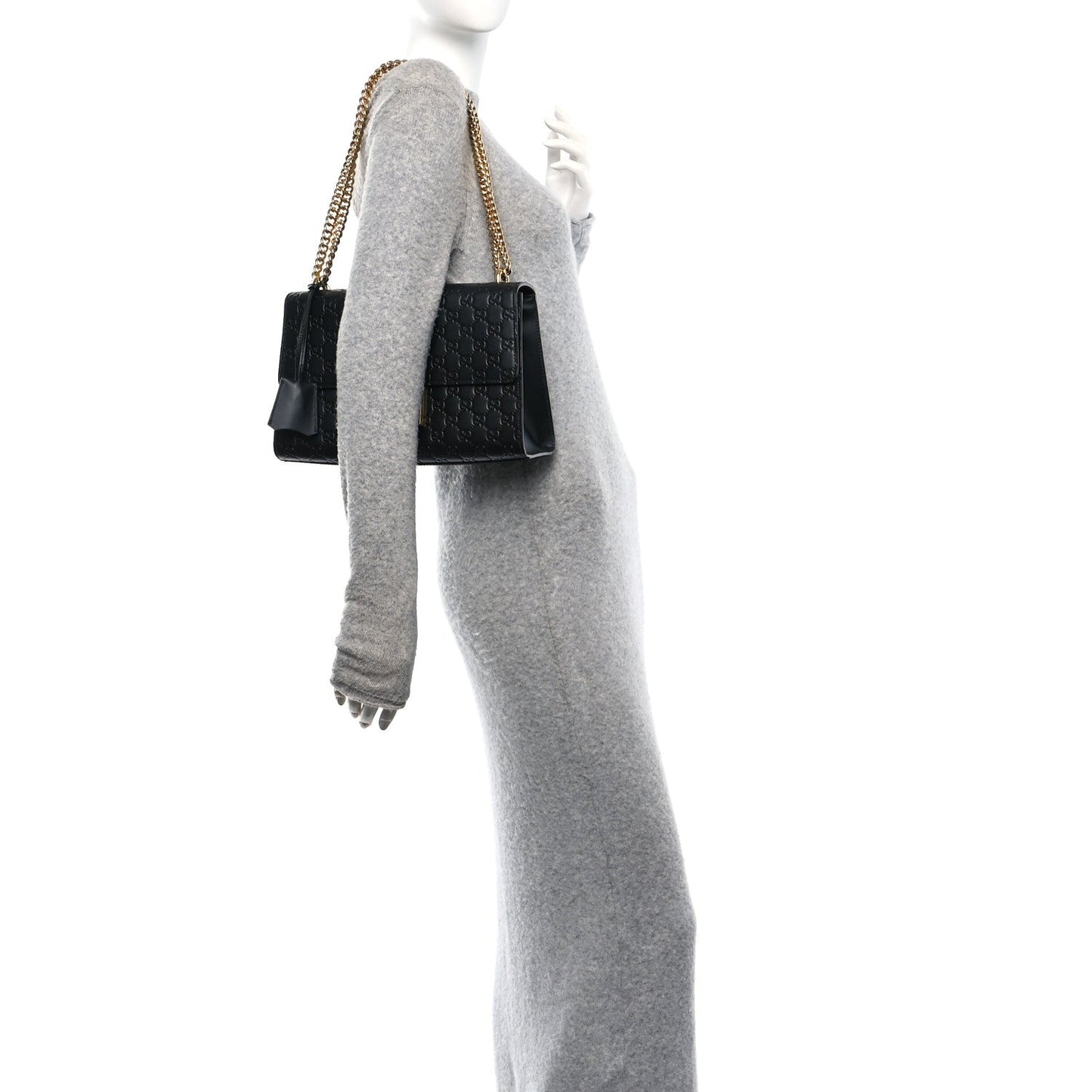 Gucci Padlock Shoulder Guccissima Leather Bag - Black