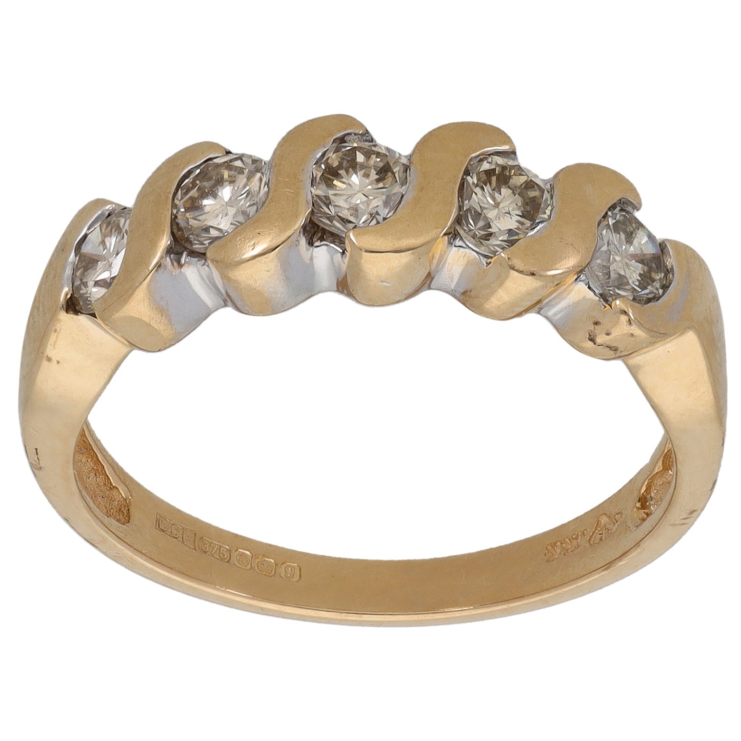 9ct Gold 0.50ct Diamond Half Eternity Ring Size N