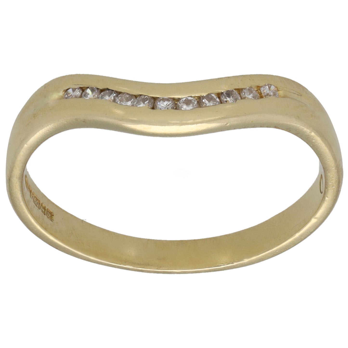18ct Gold 0.11ct Diamond Wishbone Ring Size M