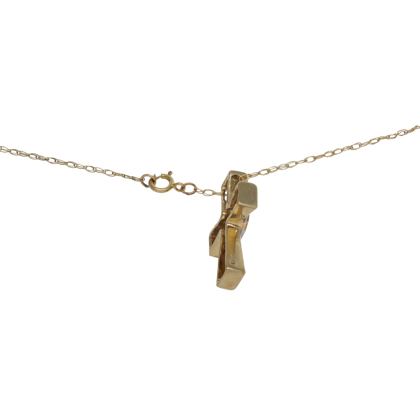 9ct Gold 0.08ct Diamond Cross Pendant With Chain