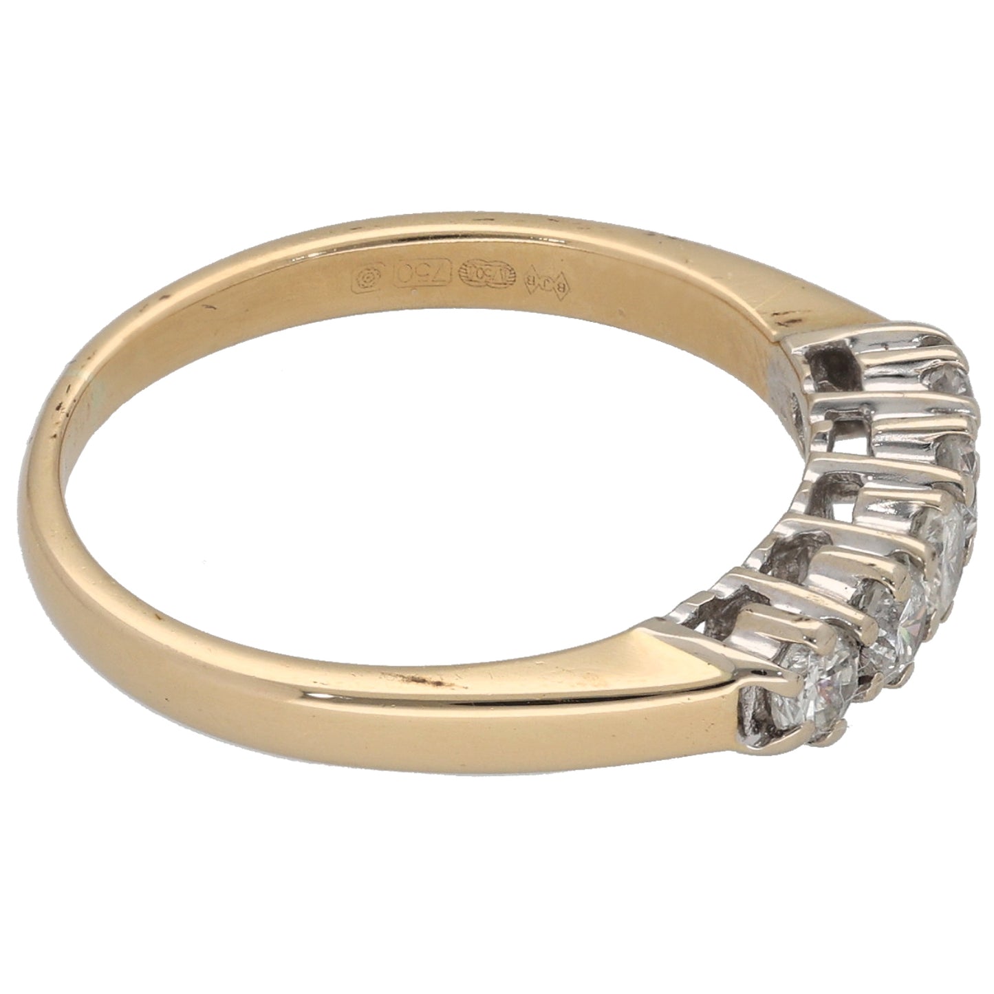 18ct Gold 0.50ct Diamond Half Eternity Ring Size O