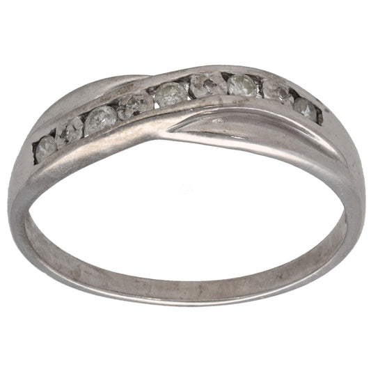 9ct White Gold 0.19ct Diamond Half Eternity Ring Size Q