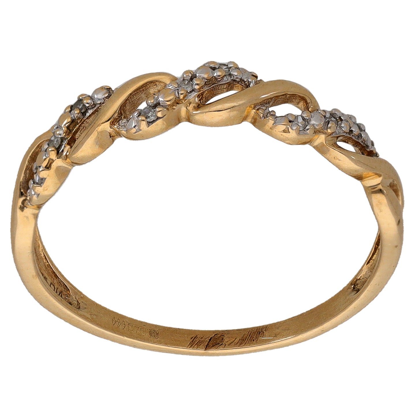 9ct Gold 0.05ct Diamond Dress/Cocktail Ring Size R