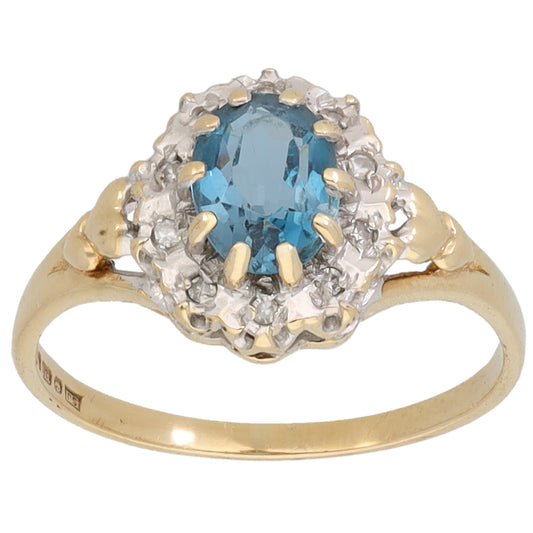9ct Gold Topaz & 0.05ct Diamond Dress/Cocktail Ring Size L