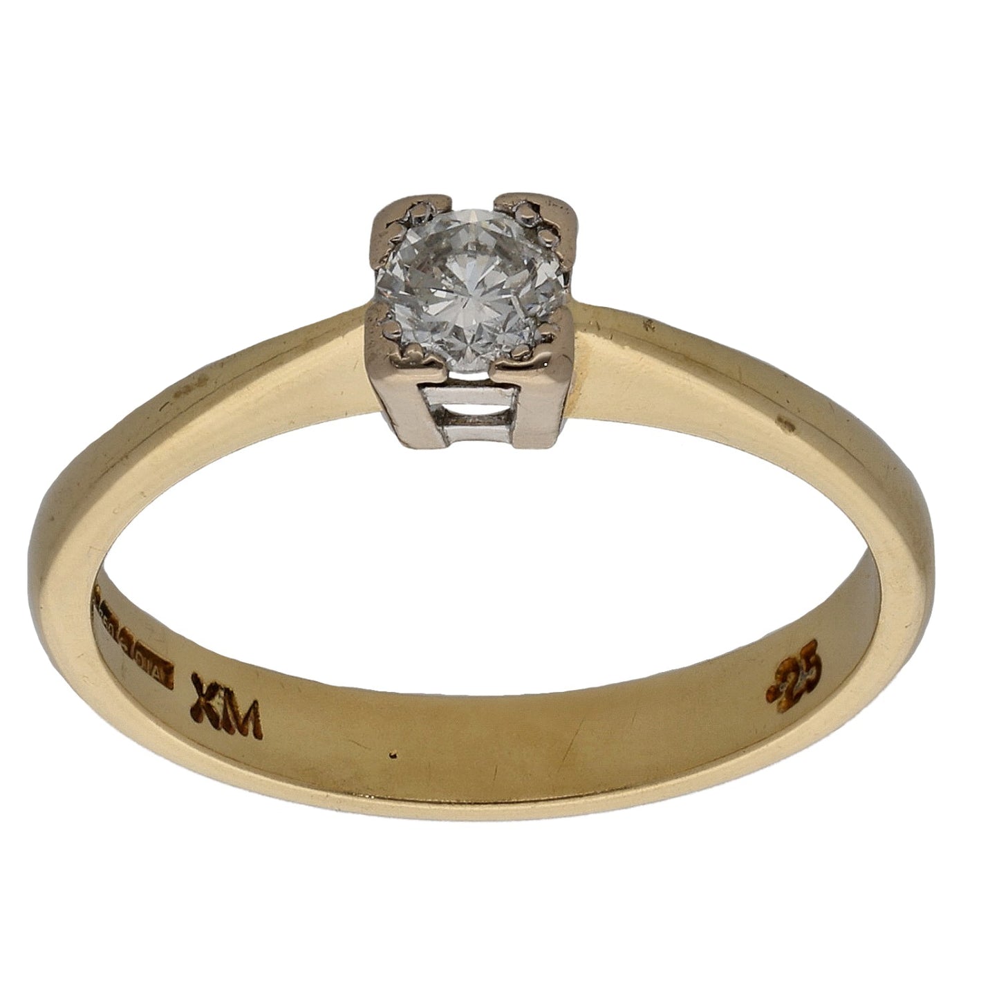 18ct Gold 0.25ct Diamond Solitaire Ring Size P