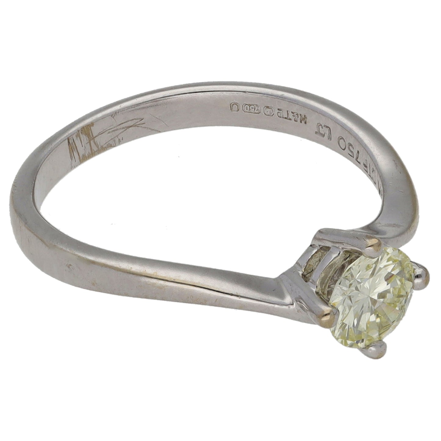 18ct White Gold 0.44ct Diamond Solitaire Ring Size K