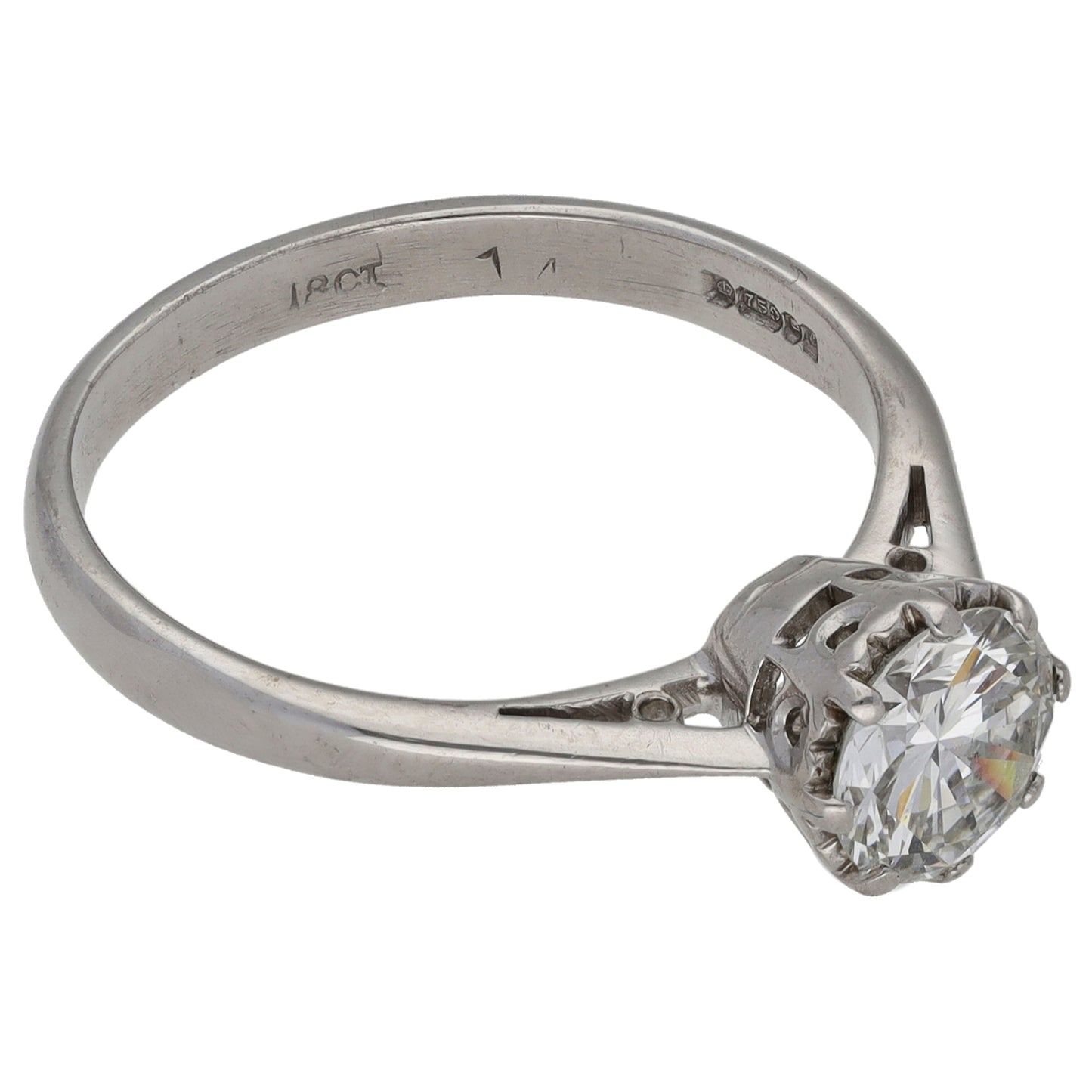 18ct White Gold 1.15ct Diamond Solitaire Ring Size R