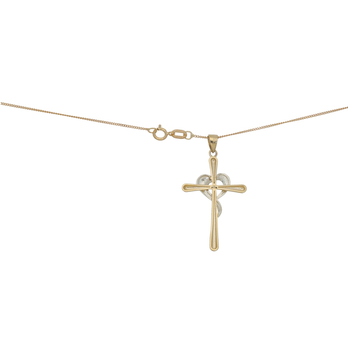 New 9ct Gold Cross Heat Pendant With Chain 18"