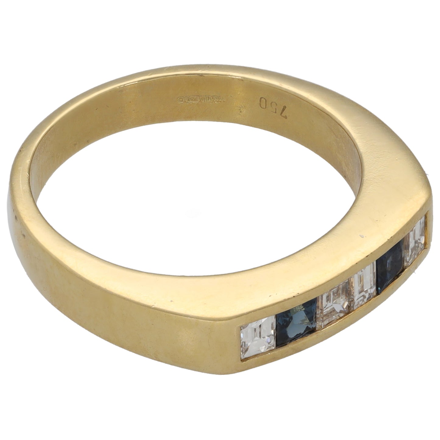 18ct Gold Sapphire & 0.40ct Diamond Half Eternity Ring Size R