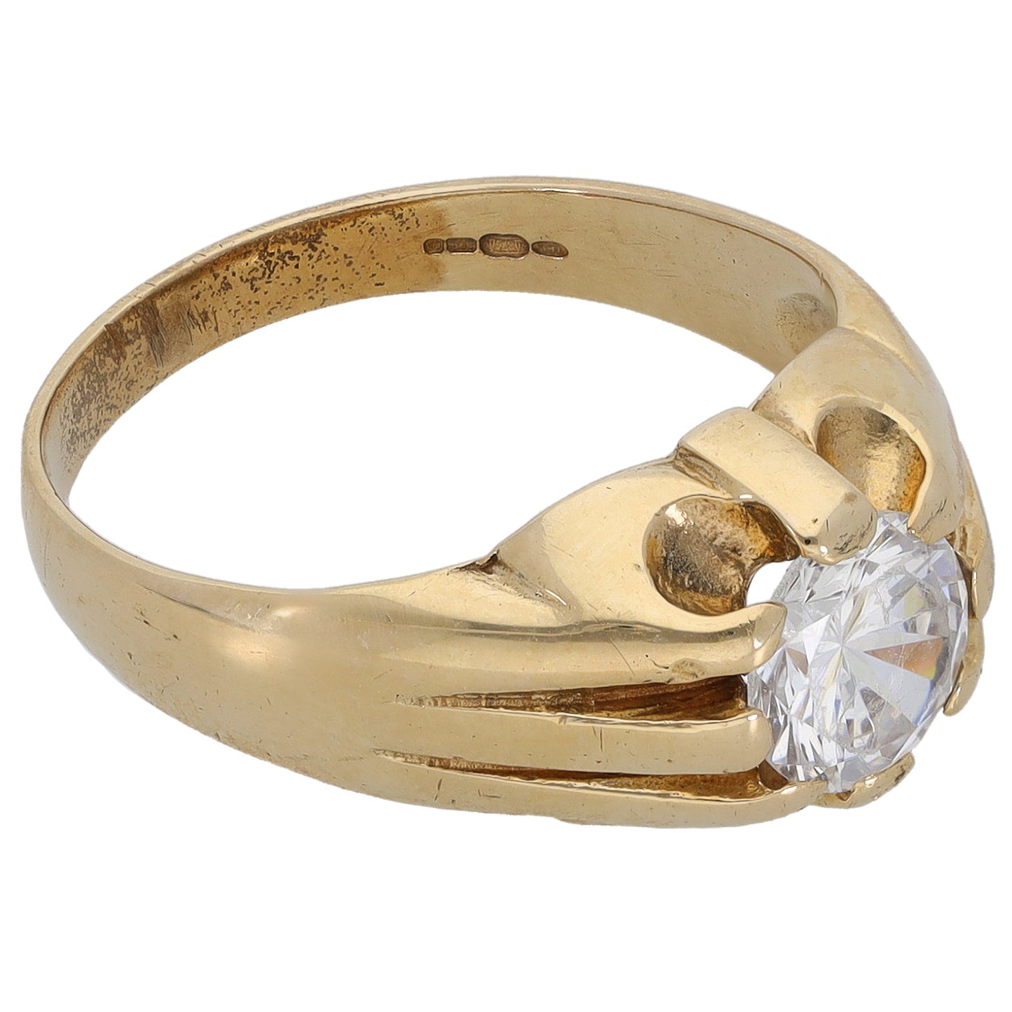 9ct Gold Cubic Zirconia Single Stone Ring Size N