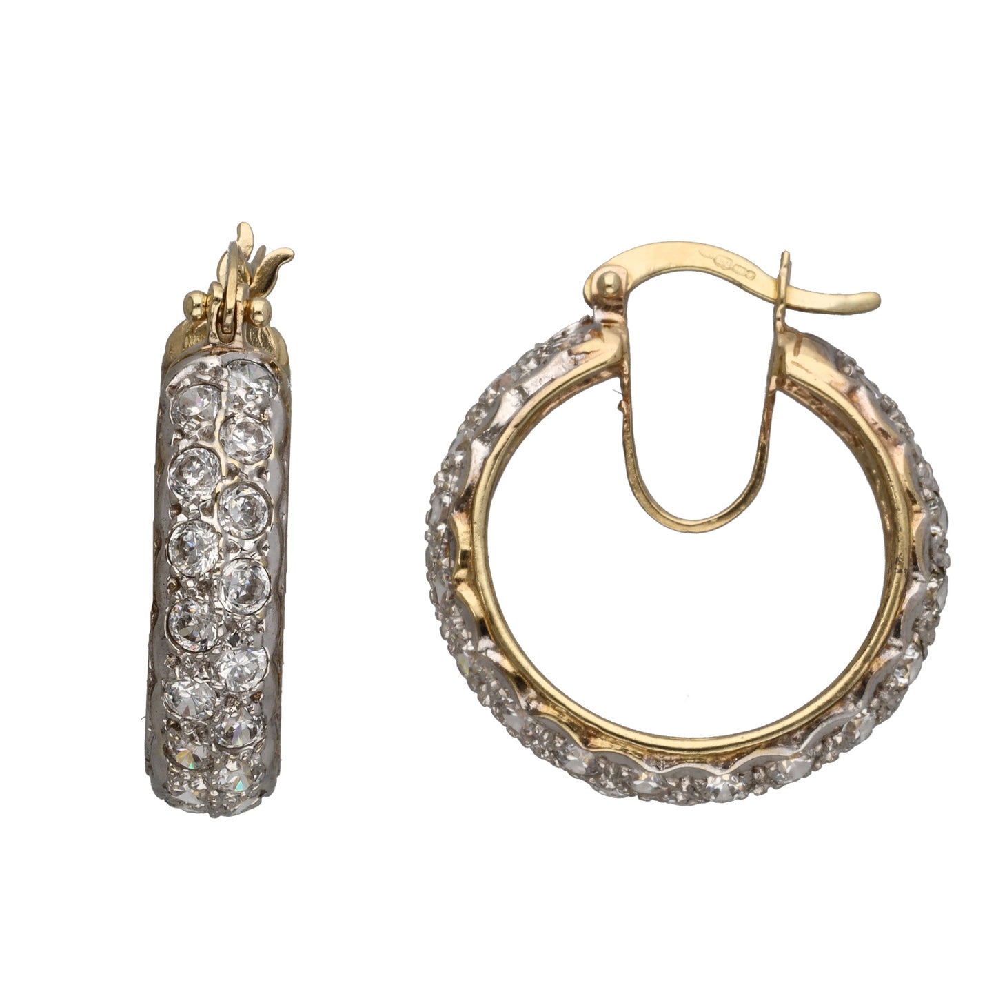 9ct Gold Cubic Zirconia Hoop Earrings