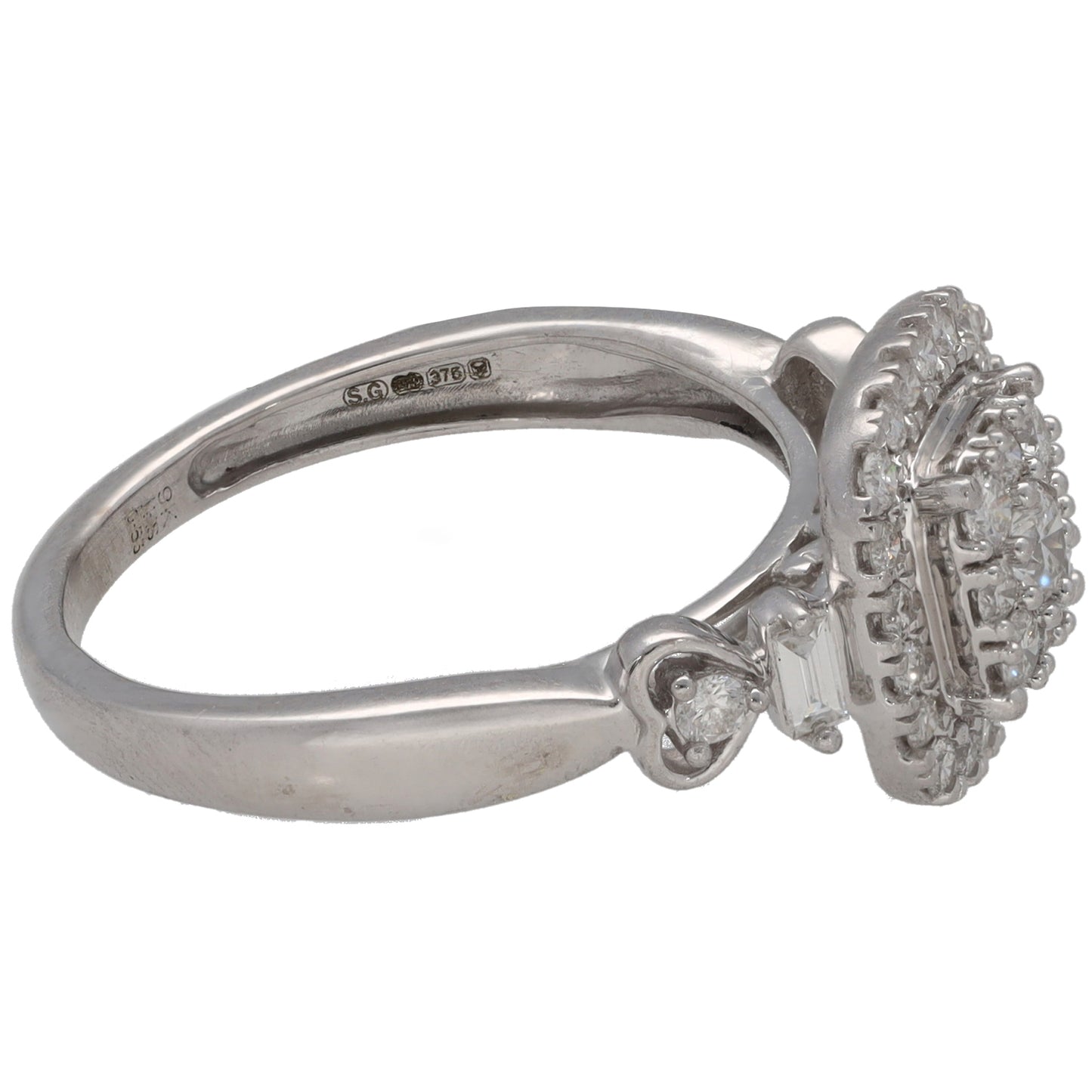 9ct White Gold 0.53ct Diamond Dress/Cocktail Ring Size M
