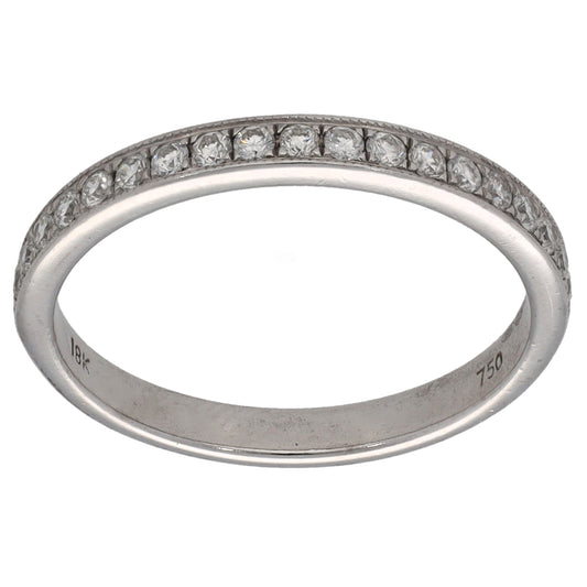18ct White Gold 0.19ct Diamond Half Eternity Ring Size L