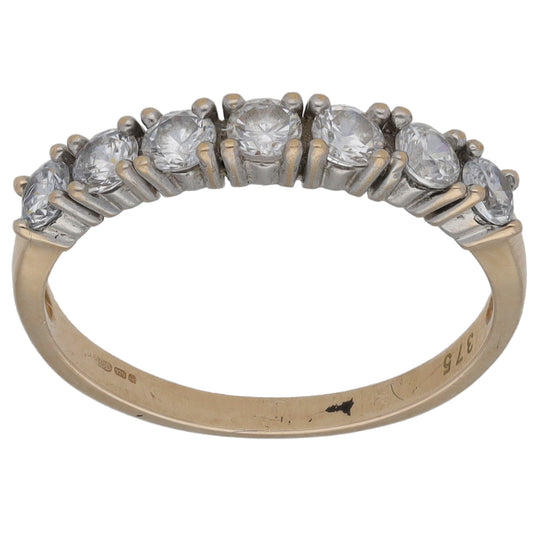 9ct Bicolour Gold Cubic Zirconia Half Eternity Ring Size L