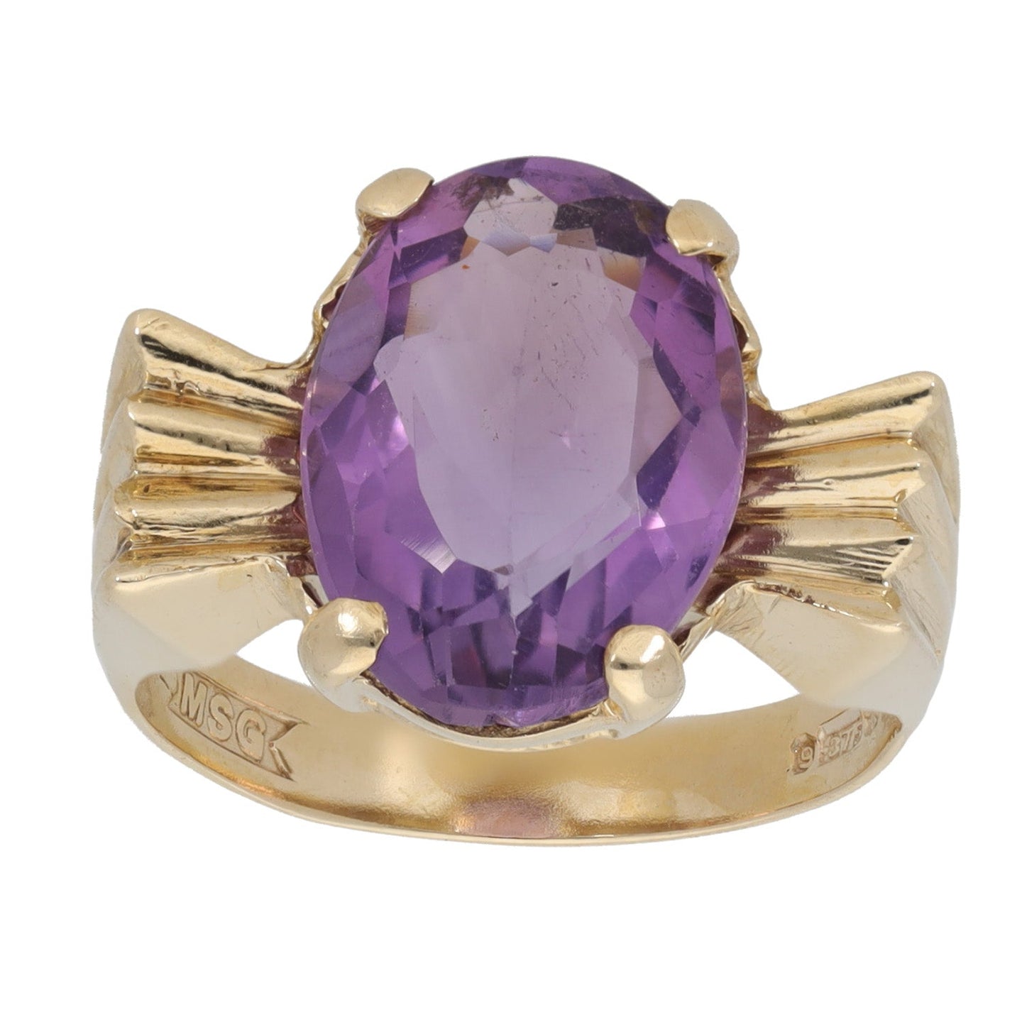 9ct Gold Amethyst Single Stone Ring Size O