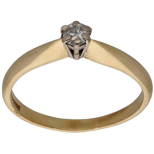 18ct Gold 0.15ct Diamond Solitaire Ring Size O
