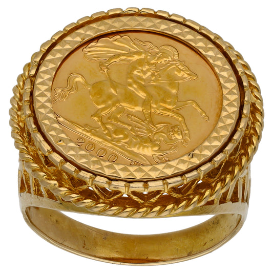 9ct Gold Half Sovereign Coin Ring Size W