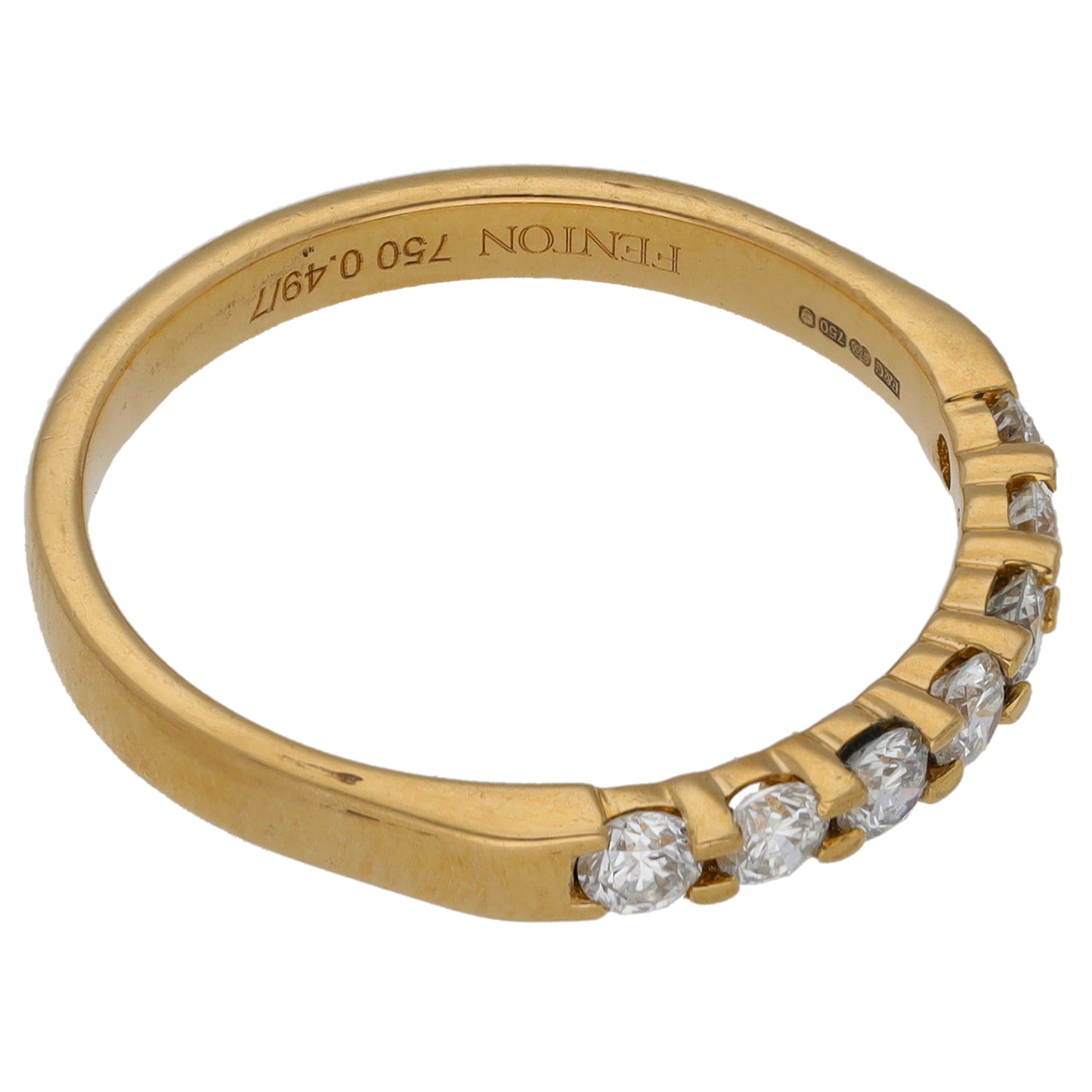 18ct Gold 0.49ct Diamond Half Eternity Ring Size Q